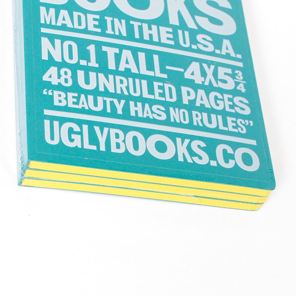 Memo & Notebooks, Art & School, 4"x5.75", Uglybooks, #1, Perfect Bound, Book, 3 Pack, Lemon Shock, 963740